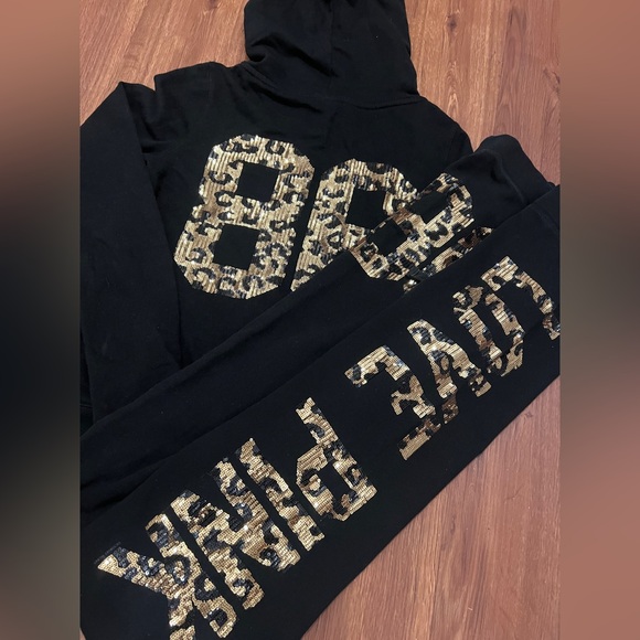 PINK Victoria's Secret 86 leopard bling hoodie / Sweatpants vintage outfit S - Picture 5 of 15